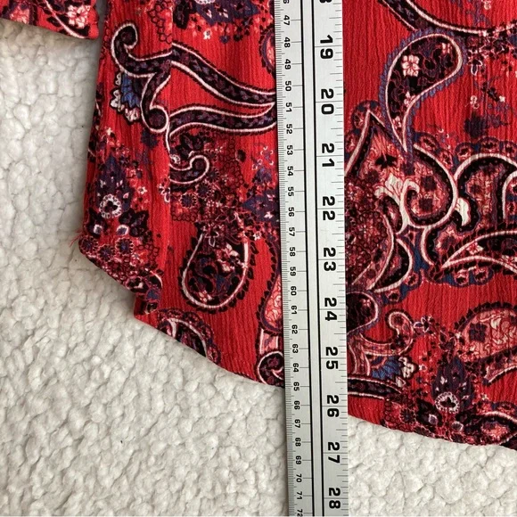 Mossimo Supply Co Women's paisley print cold shoulder ruffle blouse, Sz M - Picture 8 of 16